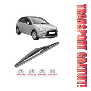 Stergator lamela spate CITROEN C3 II (SC_) din 2009 - 2016, pentru luneta auto, Bosch Twin, din cauciuc siliconat rezistent, 4 Stickere Auto CITROEN