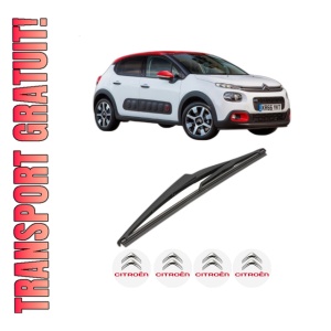 Stergator lamela spate CITROEN C3 III Van (SX_, SY_) din 2016, pentru luneta auto, Valeo Silencio, din cauciuc siliconat rezistent, 4 Stickere Auto CITROEN