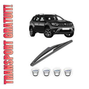 Stergator lamela spate DACIA DUSTER (HM_) din 2017, pentru luneta auto, Valeo Silencio, din cauciuc siliconat rezistent, 4 Stickere Auto DACIA
