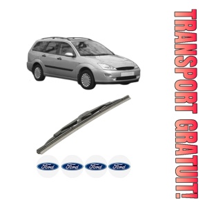 Stergator lamela spate FORD FOCUS I Turnier (DNW) din 1999 - 2005, pentru luneta auto, Bosch Twin, din cauciuc siliconat rezistent, 4 Stickere Auto FORD