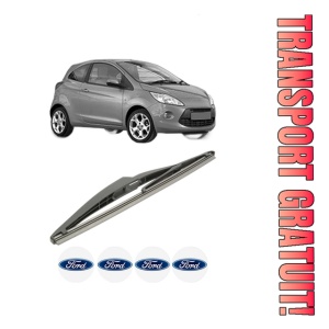 Stergator lamela spate FORD KA (RU8) din 2008 - 2016, pentru luneta auto, Bosch Twin, din cauciuc siliconat rezistent, 4 Stickere Auto FORD