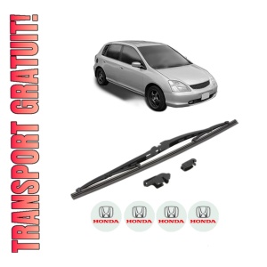 Stergator lamela spate HONDA CIVIC VII Hatchback (EU, EP, EV) din 2000 - 2005, pentru luneta auto, Valeo Silencio, din cauciuc siliconat rezistent, 4 Stickere Auto HONDA