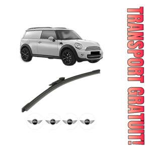 Stergator lamela spate MINI MINI CLUBVAN (R55) din 2012 - 2014, pentru luneta auto, Bosch Aerotwin, din cauciuc siliconat rezistent, 4 Stickere Auto MINI