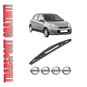 Stergator lamela spate NISSAN MICRA IV (K13K, K13KK) din 2010 - 2015, pentru luneta auto, Valeo Silencio, din cauciuc siliconat rezistent, 4 Stickere Auto NISSAN