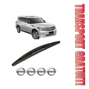 Stergator lamela spate NISSAN PATROL VI (Y62) din 2010, pentru luneta auto, Bosch Twin, din cauciuc siliconat rezistent, 4 Stickere Auto NISSAN