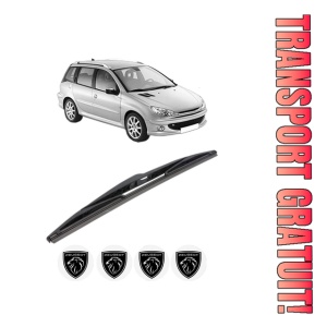 Stergator lamela spate PEUGEOT 206 SW (2E/K) din 2002 - 2008, pentru luneta auto, Bosch Twin, din cauciuc siliconat rezistent, 4 Stickere Auto PEUGEOT