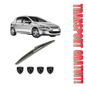 Stergator lamela spate PEUGEOT 307 (3A/C) din 2000 - 2012, pentru luneta auto, Bosch Twin, din cauciuc siliconat rezistent, 4 Stickere Auto PEUGEOT
