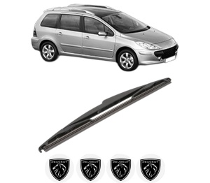 Stergator lamela spate PEUGEOT 307 SW (3H) din 2002 - 2009, pentru luneta auto, Valeo Silencio, din cauciuc siliconat rezistent, 4 Stickere Auto PEUGEOT v21940