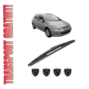 Stergator lamela spate PEUGEOT 307 SW Estate Van (3E_, 3H_) din 2003 - 2009, pentru luneta auto, Valeo Silencio, din cauciuc siliconat rezistent, 4 Stickere Auto PEUGEOT
