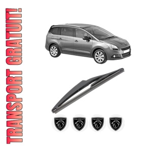 Stergator lamela spate PEUGEOT 5008 (0U_, 0E_) din 2009 - 2017, pentru luneta auto, Valeo Silencio, din cauciuc siliconat rezistent, 4 Stickere Auto PEUGEOT