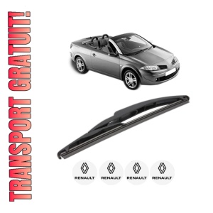 Stergator lamela spate RENAULT MEGANE II Coupé-Cabriolet (EM0/1_) din 2003 - 2009, pentru luneta auto, Valeo Silencio, din cauciuc siliconat rezistent, 4 Stickere Auto RENAULT