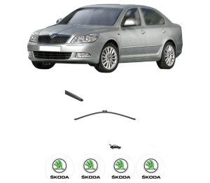Stergator lamela spate SKODA OCTAVIA II (1Z3) din 2004 - 2013, pentru luneta auto, Valeo Silencio, din cauciuc siliconat rezistent, 4 Stickere Auto SKODA v16366