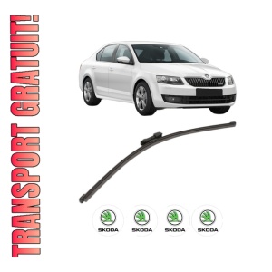 Stergator lamela spate SKODA Octavia III (5E3, NL3, NR3) din 2012 - 2020, pentru luneta auto, Valeo Silencio Xtrm, din cauciuc siliconat rezistent, 4 Stickere Auto SKODA