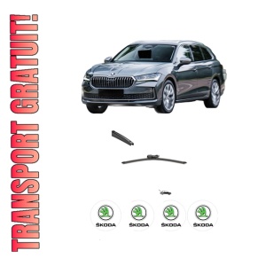 Stergator lamela spate SKODA SUPERB IV Estate (NZ5) din 2023, pentru luneta auto, Valeo Silencio, din cauciuc siliconat rezistent, 4 Stickere Auto SKODA