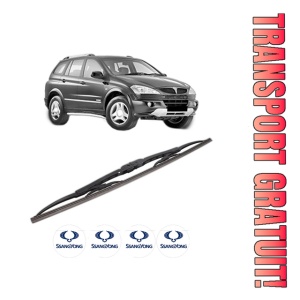 Stergator lamela spate SSANGYONG Actyon I din 2005 - 2013, pentru luneta auto, Bosch Twin, din cauciuc siliconat rezistent, 4 Stickere Auto SSANGYONG