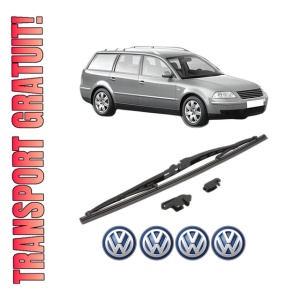 Stergator lamela spate Volkswagen PASSAT B5.5 Variant (3B6) din 2000 - 2005, pentru luneta auto, Valeo Silencio, din cauciuc siliconat rezistent, 4 Stickere Auto VW