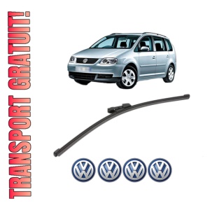 Stergator lamela spate Volkswagen TOURAN (1T3) din 2010 - 2015, pentru luneta auto, Valeo Silencio Xtrm, din cauciuc siliconat rezistent, 4 Stickere Auto VW