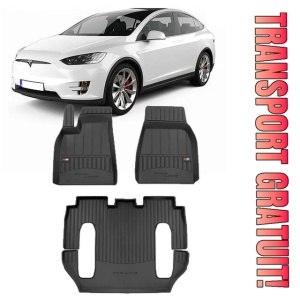 Tesla Model X Din 10.2016 - Prezent, Suv , Set Covorase Auto Tip Tavita Premium 3D, din cauciuc