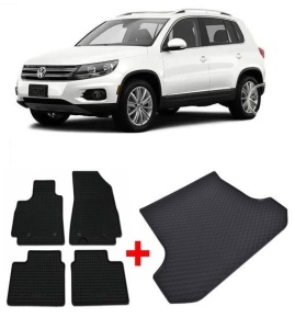 Volkswagen Tiguan I din 07.2007 - 04.2016 Suv Portbagaj Superior, Set Covorase + tavita portbagaj auto Roata Rezerva Ingusta / Kit Reparatie *1 - Img 2
