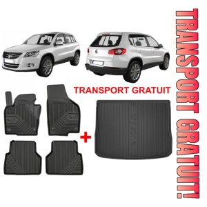 Volkswagen Tiguan I Din 07.2007 - 04.2016, Suv , Set Covorase Auto Tip Tavita + tavita pentru portbagaj Premium 3D, din cauciuc
