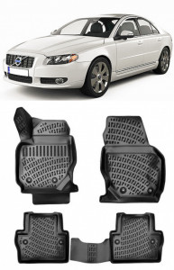 Volvo S80 II 2006-2016 Set 4 covorase auto din cauciuc tip tavita premium line 3D accesorii pentru autoturismul tau - masina v242356