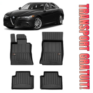 Alfa Romeo Giulia Din 06.2016 - Prezent, Sedan, Nu Corespunde Pentru 4X4 , Set Covorase Auto Tip Tavita Premium 3D, din cauciuc