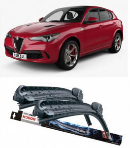 Alfa Romeo StelVIo Set 2 stergatoare parbriz Bosch Aerotwin 600/475mm compatibile cu Alfa Romeo StelVIo (2016-prezent) (65 cm / 45 cm) accesorii pentru autoturismul tau - masina v115605