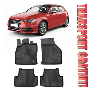 Audi A3 8V Din 08.2012 - 03.2020, Hatchback , Set Covorase Auto Tip Tavita Premium 3D, din cauciuc