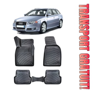 Audi A4 B7 (Typ 8E / 8H) 2004-2009 Set 4 covorase auto din cauciuc tip tavita premium line 3D