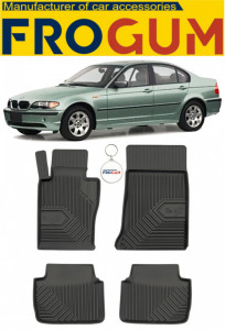 Bmw Seria 3 E46 Din 1998 - 02.2005, Sedan , Set Covorase Auto Tip Tavita Premium 3D, din cauciuc accesorii pentru autoturismul tau - masina v168156