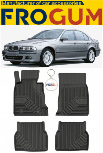 Bmw Seria 5 E39 Din 1996 - 06.2003, Sedan , Set Covorase Auto Tip Tavita Premium 3D, din cauciuc accesorii pentru autoturismul tau - masina v165555