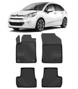 Citroen C3 II Din 2009 - 12.2016, Van , Set Covorase Auto Tip Tavita Premium 3D, din cauciuc accesorii pentru autoturismul tau - masina v169310