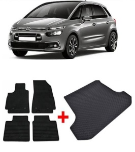 Citroen C4 Picasso II Van din 07.2013 - 11.2020, Set Covorase + tavita portbagaj auto Portbagaj Inferior *2 - Img 2