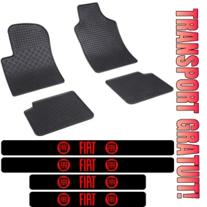 Covorase Fiat 500, Hatchback, din 09.2007 - prezent si set 4 stickere protectie praguri Fiat