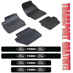 Covorase Ford Fiesta VI, Hatchback, din 10.2008 - 06.2017 si set 4 stickere protectie praguri Ford - Img 1