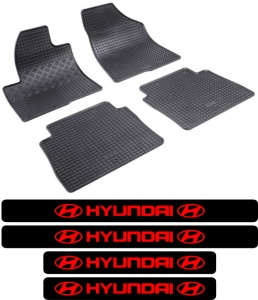 Covorase Hyundai Santa Fe II, SUV, din 04.2006 - 08.2012 si set 4 stickere protectie praguri Hyundai accesorii pentru autoturismul tau - masina v3495