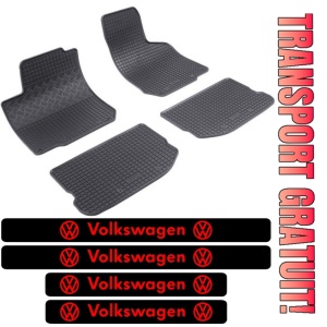 Covorase Volkswagen Golf 4, Hatchback, din 1998 - 2003 si set 4 stickere protectie praguri Volkswagen