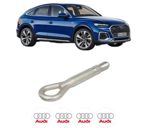 Cui carlig remorcare, tractare auto AUDI Q5 Sportback (FYT) din 2020-2021, Otel, Cri-Flo, 4 Stickere cu AUDI - Img 2