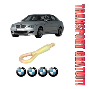 Cui carlig remorcare, tractare auto BMW Seria 5 (E60) din 2001-2010, Otel, Cri-Flo, 4 Stickere cu BMW