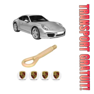 Cui carlig remorcare, tractare auto PORSCHE 911 (991) din 2011-2020, Otel, Cri-Flo, 4 Stickere cu PORSCHE