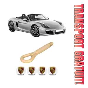 Cui carlig remorcare, tractare auto PORSCHE BOXSTER (981) din 2012-2016, Otel, Cri-Flo, 4 Stickere cu PORSCHE
