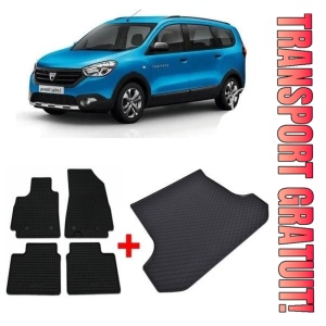 Dacia Lodgy Combi din 07.2012 - Prezent, Set Covorase + tavita portbagaj auto 5 Locuri *1