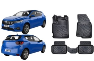 Dacia Sandero III 2020-2025 Set 4 covorase auto din cauciuc tip tavita premium line 3D - Img 2