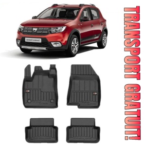Dacia Sandero III Din 01.2021 - Prezent, Hatchback , Set Covorase Auto Tip Tavita Premium 3D, din cauciuc