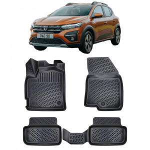 Dacia Sandero Stepway Prestige 2020- Set 4 covorase auto din cauciuc tip tavita premium line 3D accesorii pentru autoturismul tau - masina v242236