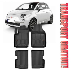 Fiat 500, Hatchback, Din 09.2007 - Prezent , Set Covorase Auto Tip Tavita Premium 3D, din cauciuc