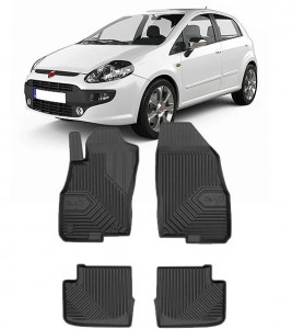 Fiat Punto Evo Din 2005 - 2018, Hatchback, 5 Usi , Set Covorase Auto Tip Tavita Premium 3D, din cauciuc accesorii pentru autoturismul tau - masina v166659