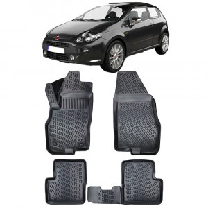 Fiat Punto III2005-2018 Set 4 covorase auto din cauciuc tip tavita premium line 3D accesorii pentru autoturismul tau - masina v243216