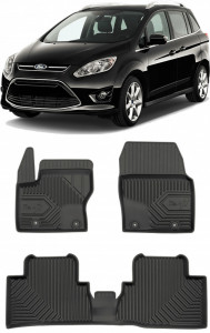 Ford C-Max Grand II Din 11.2010 - 06.2019, Van , Set Covorase Auto Tip Tavita Premium 3D, din cauciuc accesorii pentru autoturismul tau - masina v167423