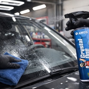 Gel curatare geamuri si oglinzi auto AMOS Crystal One,tip pulverizator, efect hidrofob, fara urme, vizibilitate maxima, cantitate 500 ml - Img 4